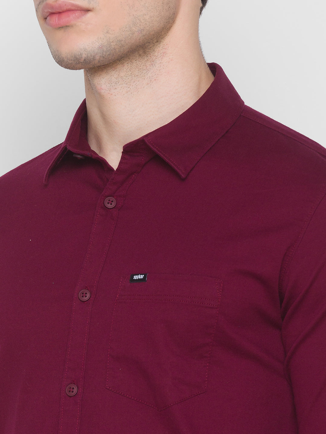 Spykar Slim Fit Red Cotton Men Shirt