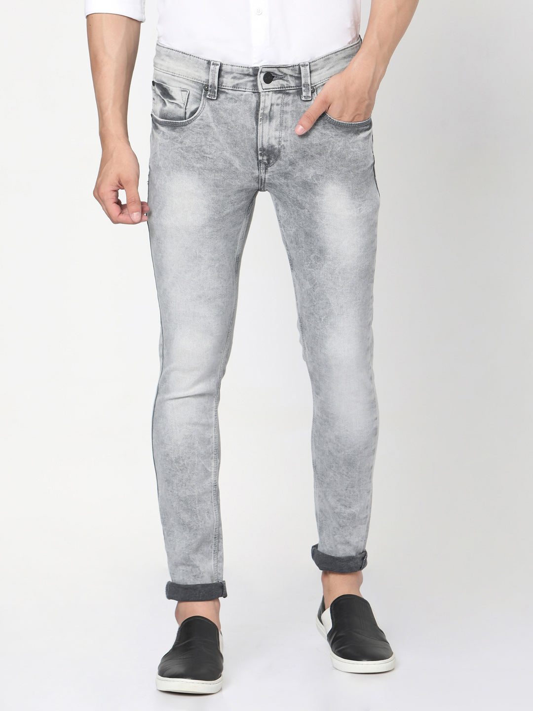 Spykar Men Grey Cotton Skinny Jeans