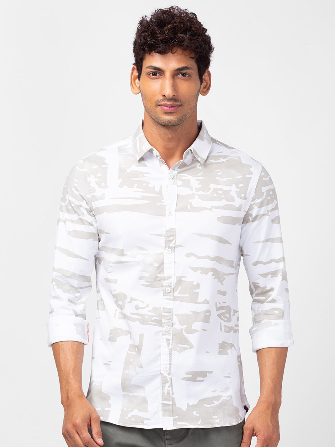 Spykar Men Stone Cotton Slim Fit Printed Shirts