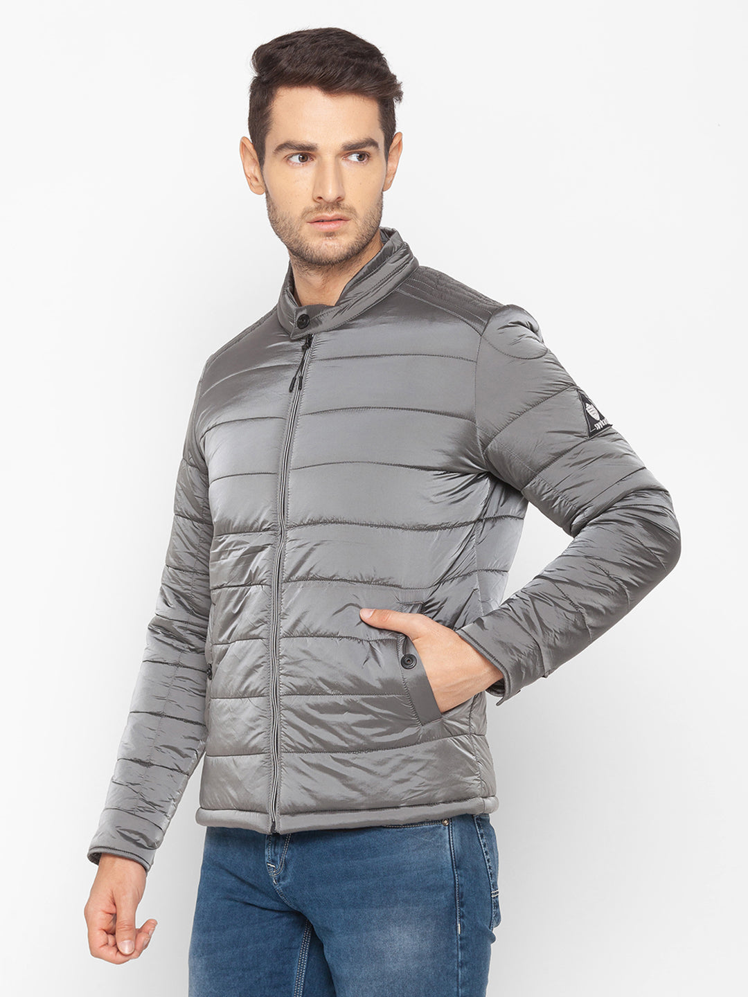 Spykar Grey Polyester Men Jacket