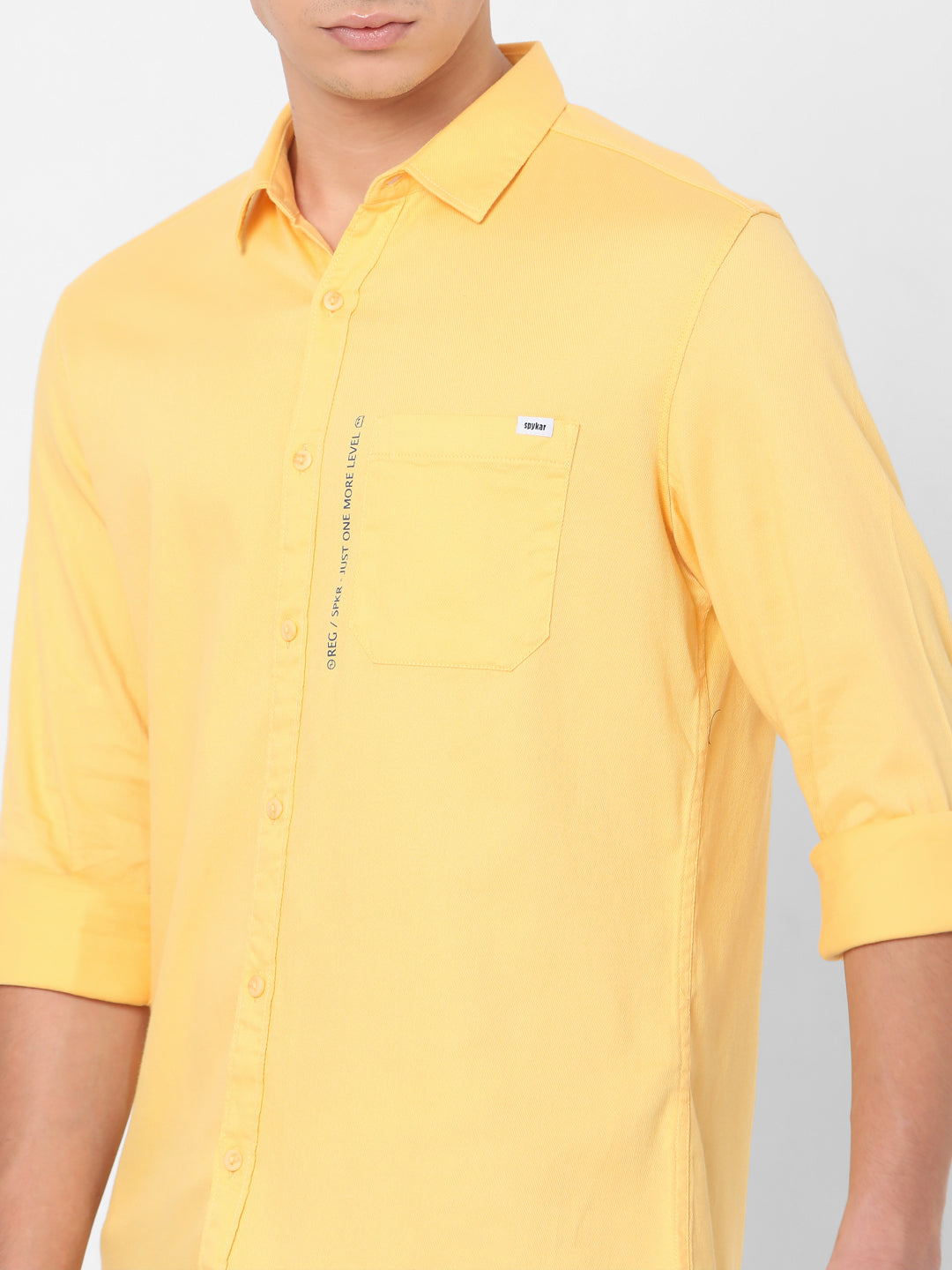 Spykar Slim Fit Men Yellow Cotton Casual Shirts