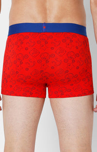 Underjeans By Spykar Men Premium Red Cotton Blend Printed Trunk