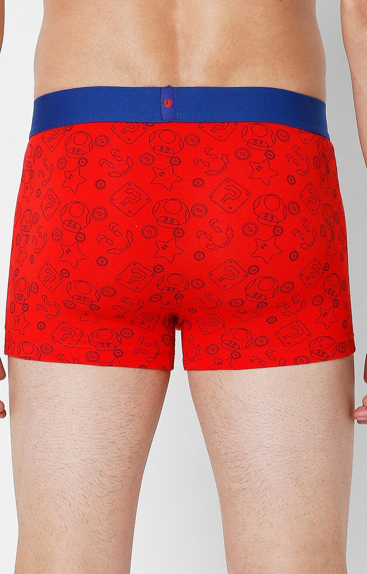 Underjeans By Spykar Men Premium Red Cotton Blend Printed Trunk