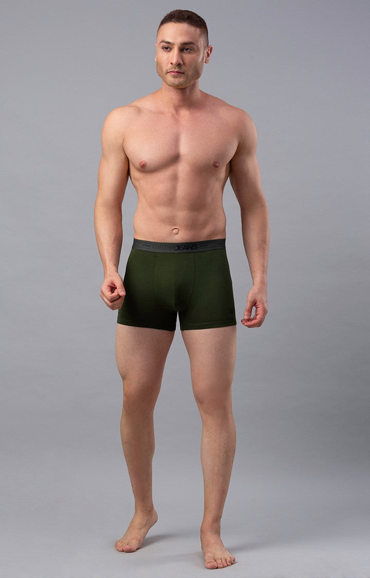 Underjeans By Spykar Men Green Solid Trunks