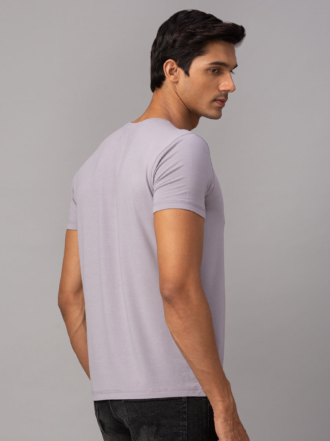 Spykar Men Grey Cotton Slim Fit Round Neck T-Shirt