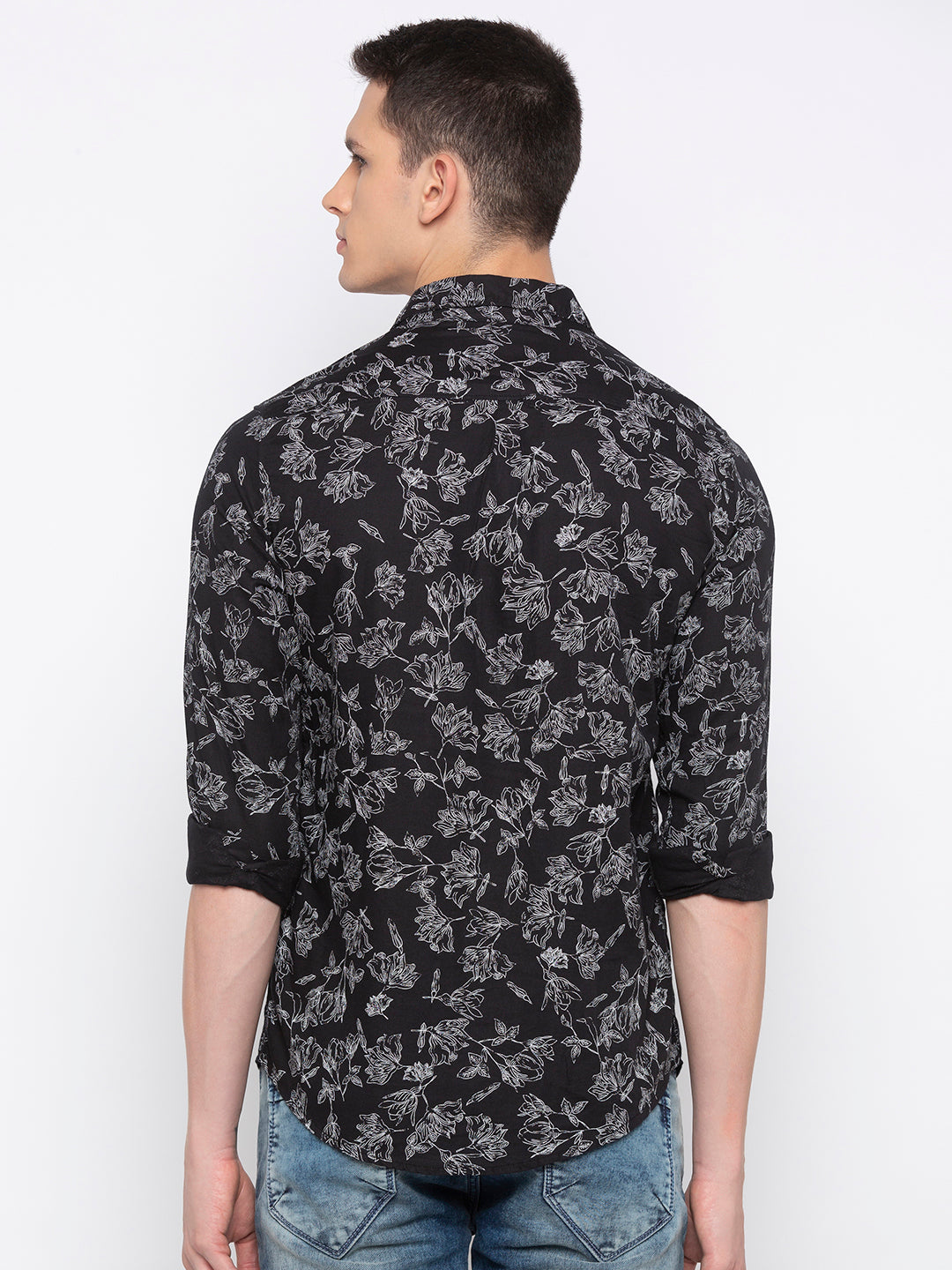 Spykar Men Black Printed Slim Fit Casual Shirt