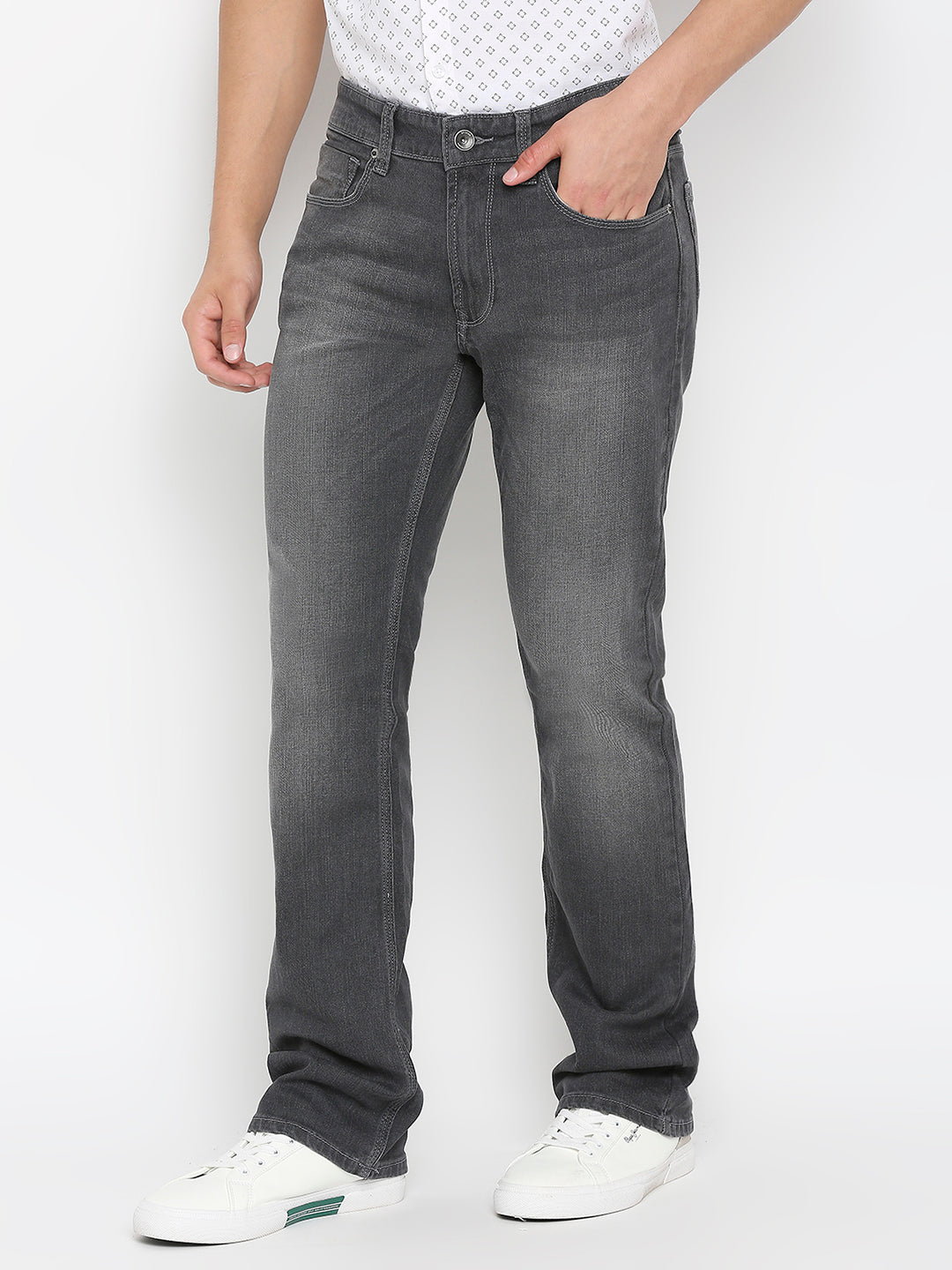 Spykar Dark Grey Cotton Regular Fit Regular Length Jeans For Men (Rafter)