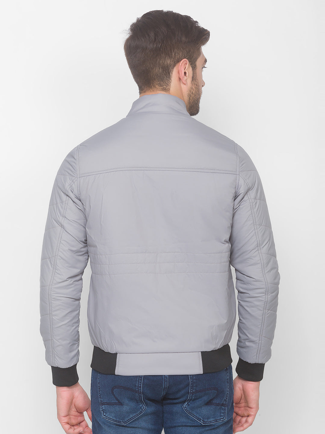 Spykar Grey Polyester Men Front Open Jacket