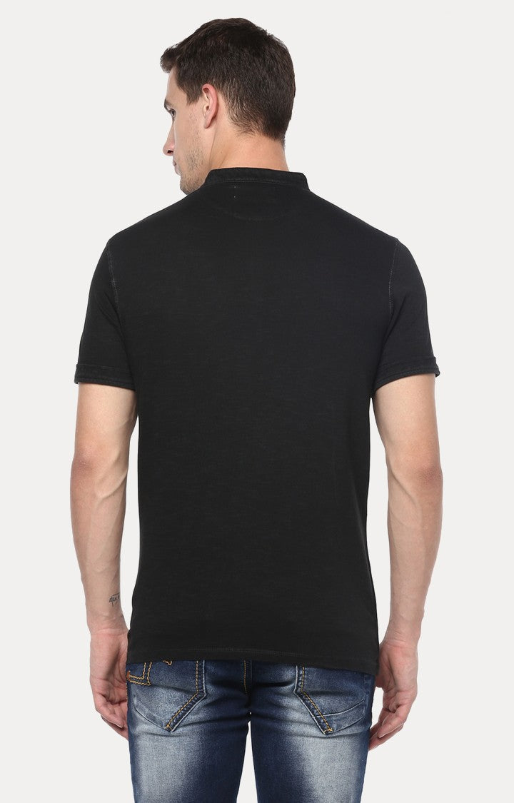 Spykar Black Solid Slim Fit Men T-Shirts