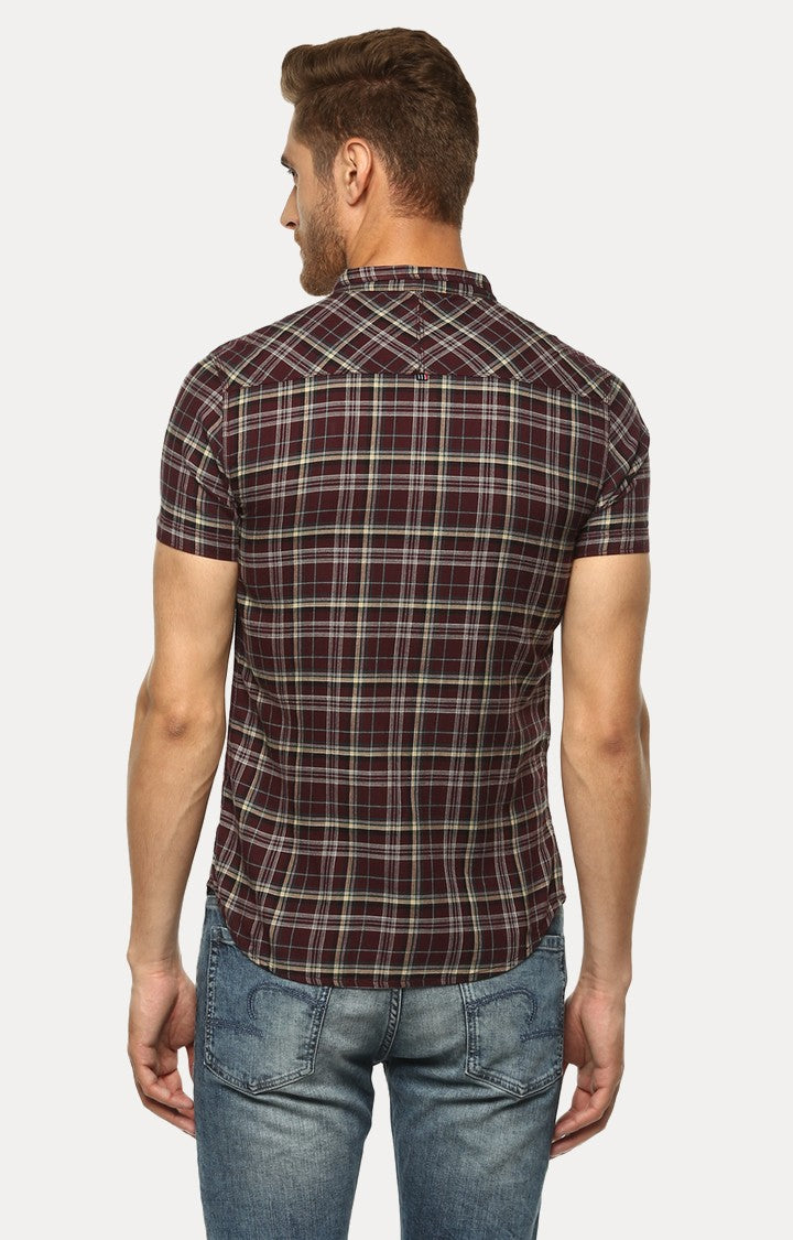 Spykar Men'S Red Cotton Checked Casual Shirts