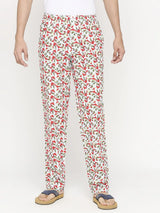 Men Premium Red & Sky Blue Cotton Regular Fit Pyjama - Underjeans By Spykar