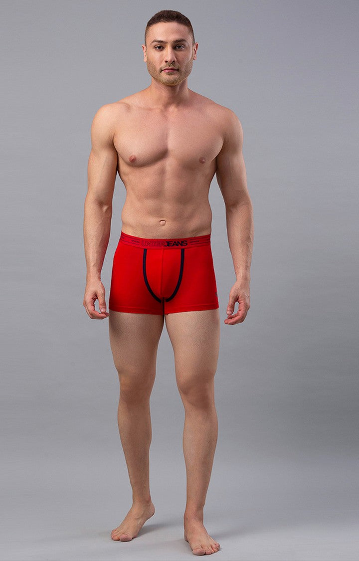 Red Cotton Trunk for Men Premium- UnderJeans by Spykar
