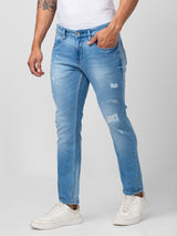 Spykar Men Light Blue Cotton Slim Fit Tapered Length Jeans (Kano)