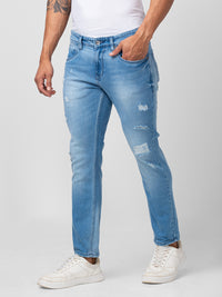 Spykar Men Light Blue Cotton Slim Fit Tapered Length Jeans (Kano)