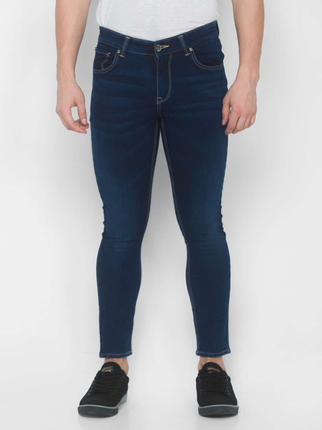 Spykar Men Dark Blue Solid Slim Mid-Rise Jeans (Kano)