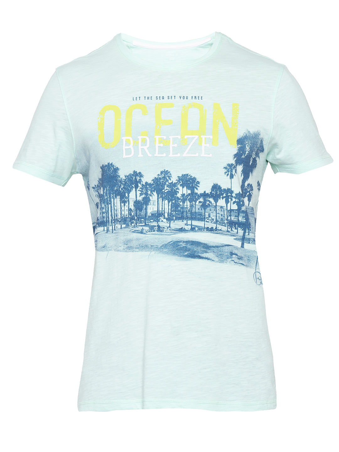 Spykar Men Aqua Printed Slim Fit T-Shirt