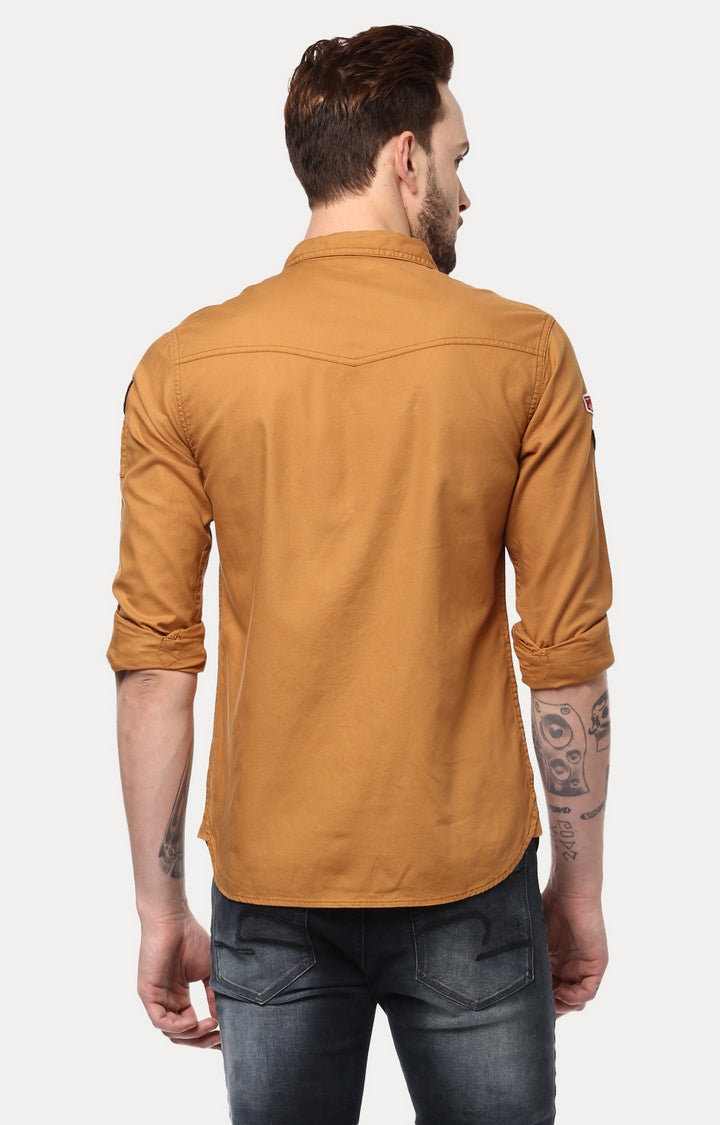 Spykar Men'S Brown Cotton Solid Casual Shirts