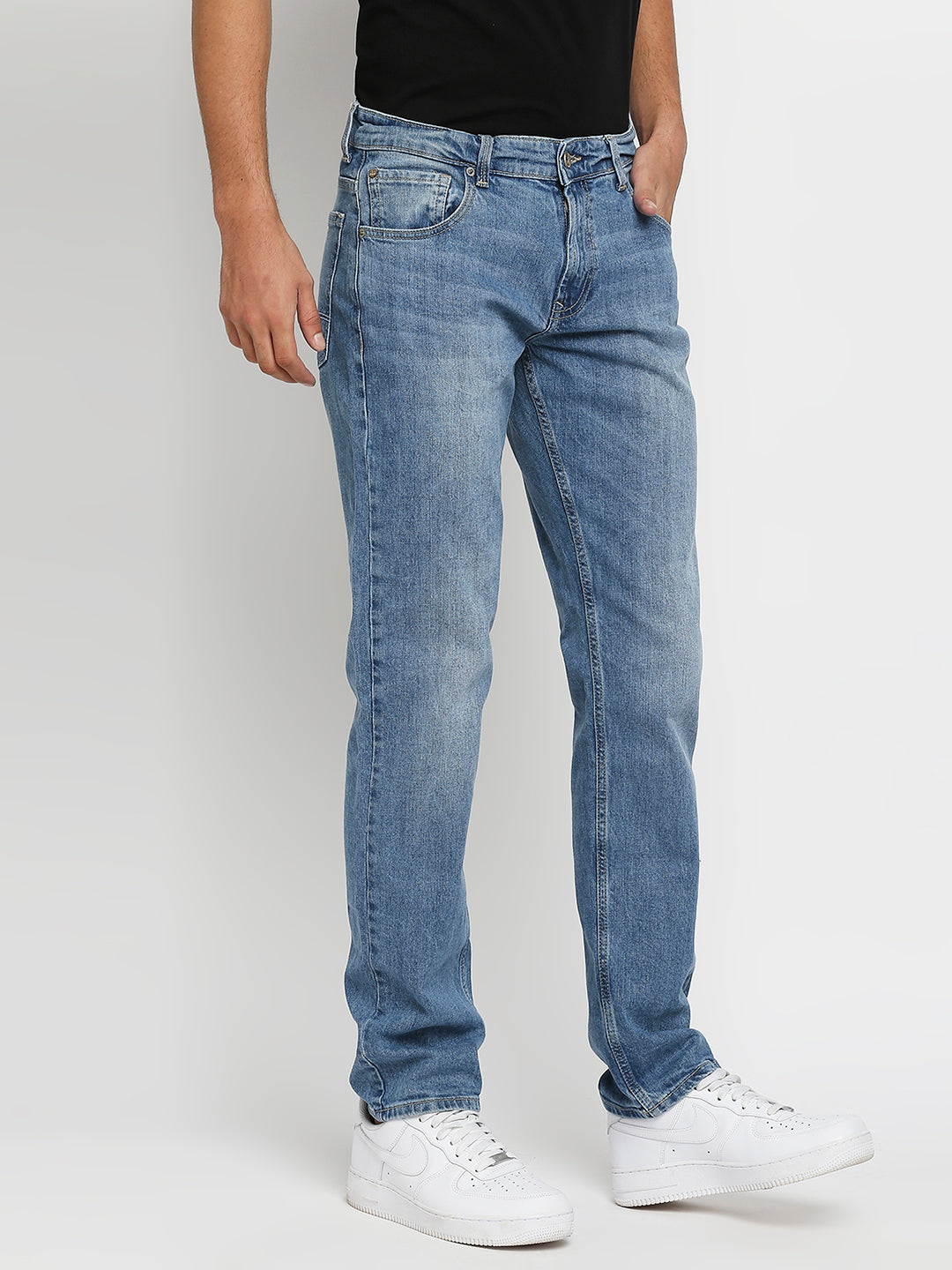 Spykar Men Blue Regular Fit Straight Length Jeans (Rico)