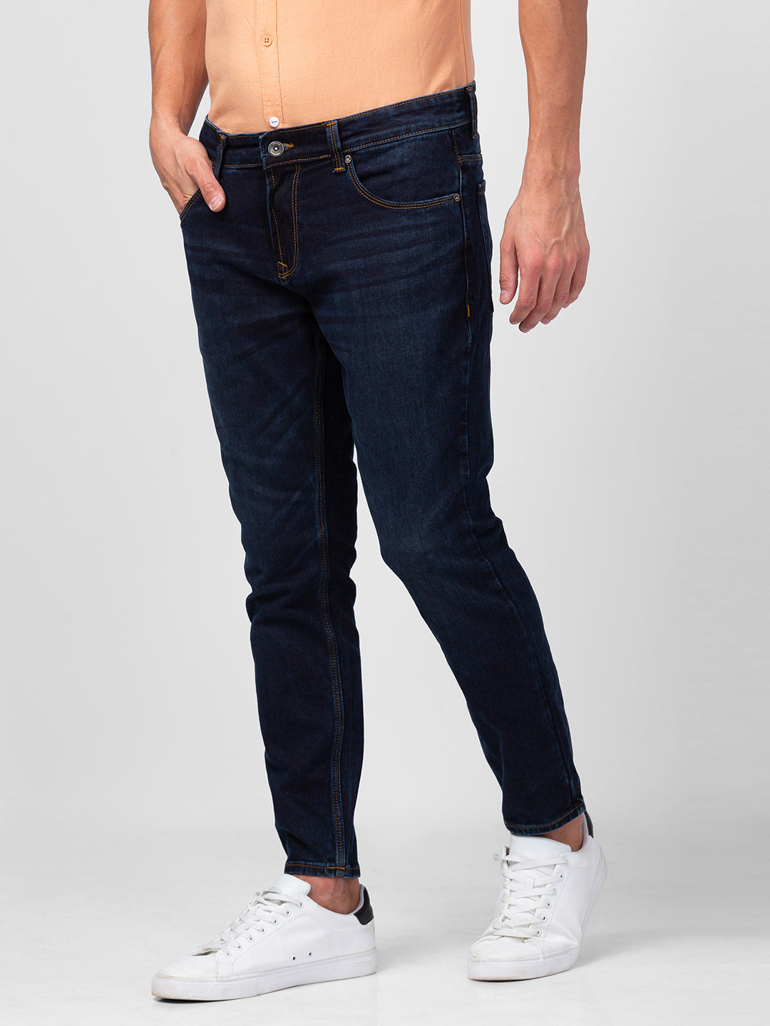 Spykar Men Dark Blue Cotton Slim Fit Tapered Length Jeans (Kano)