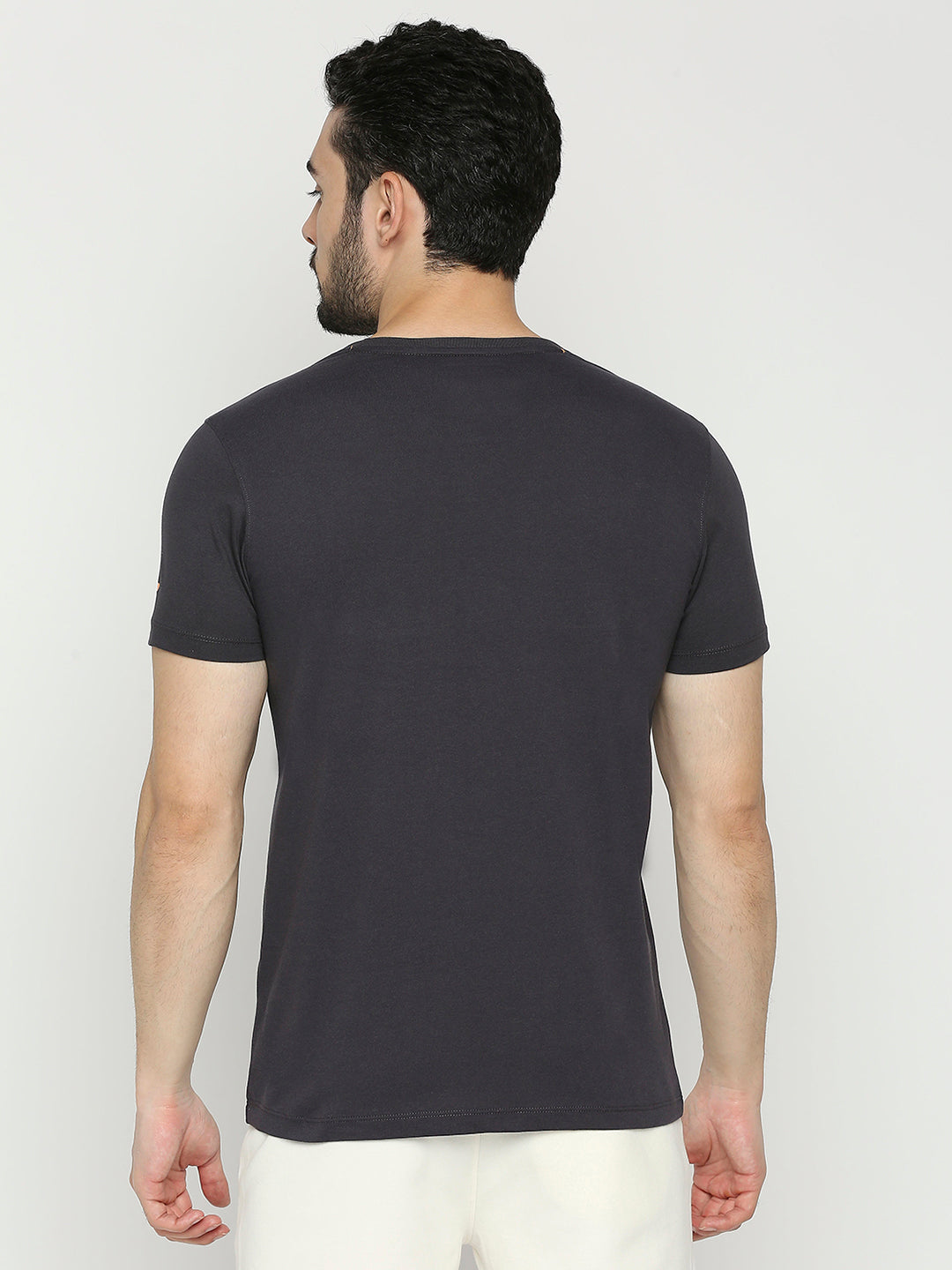 Men Premium Slate Grey Cotton Tshirt- UnderJeans by Spykar