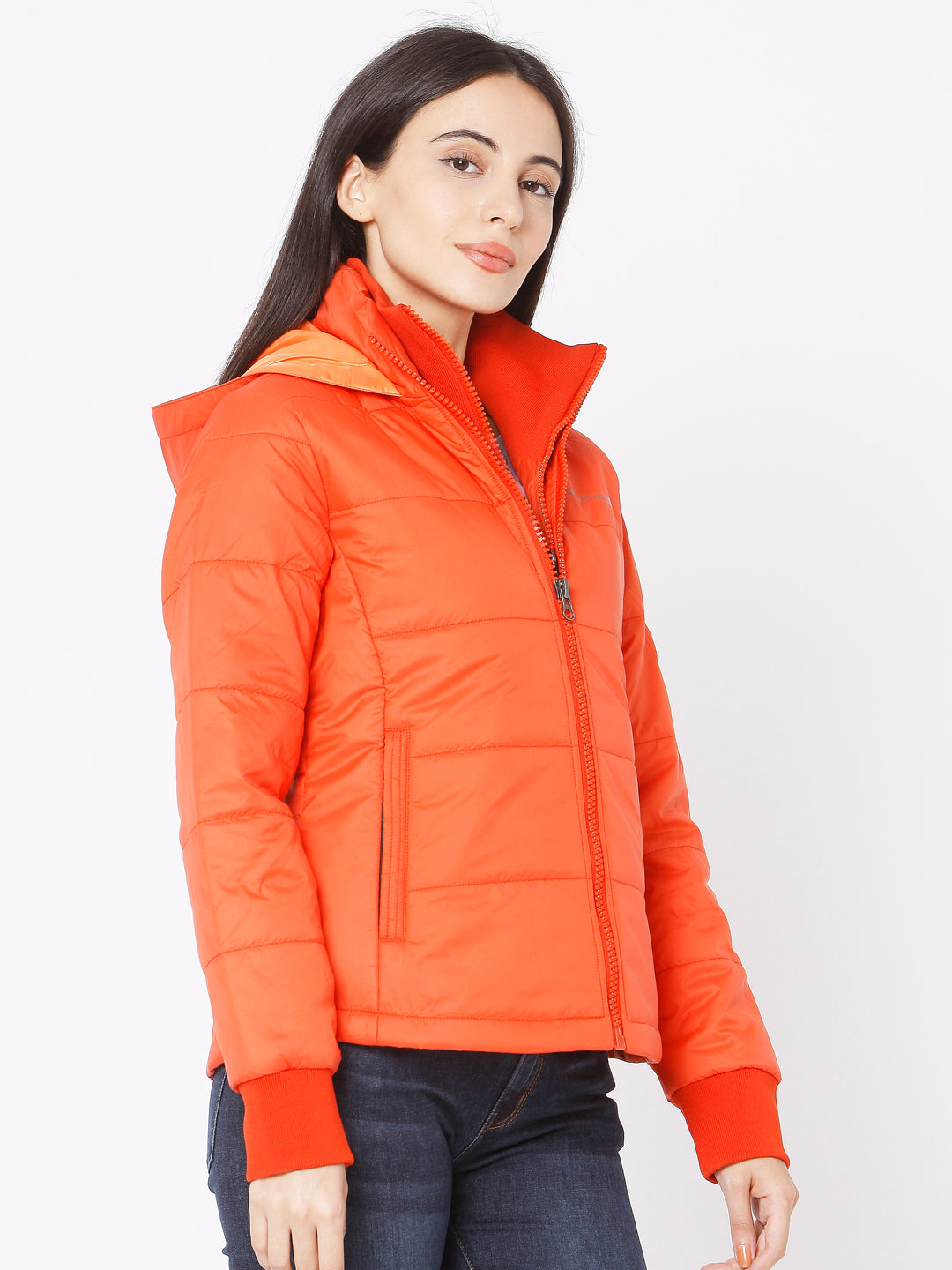 Spykar Orange Polyester Women Jacket