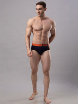 Men Premium Cotton Blend Navy-Orange Brief - (Pack Of 2)- Underjeans By Spykar