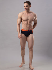 Men Premium Cotton Blend Navy-Orange Brief - (Pack Of 2)- Underjeans By Spykar