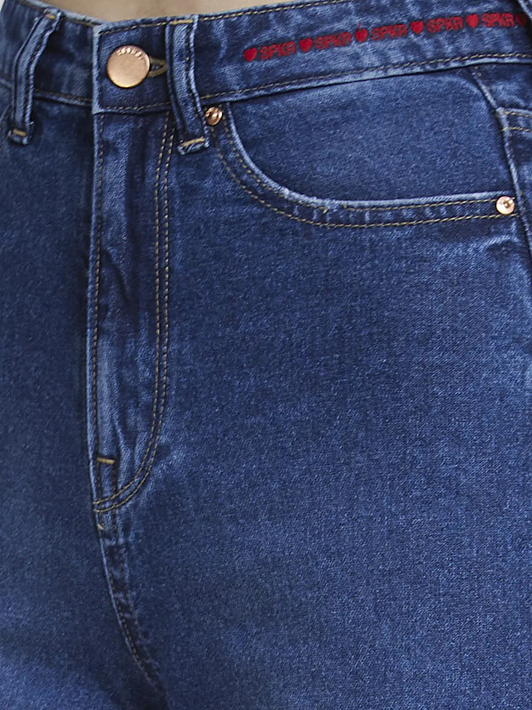 Spykar Women Mid Blue Cotton Baggy Fit Crop Length Clean Look Jeans -(Clara)