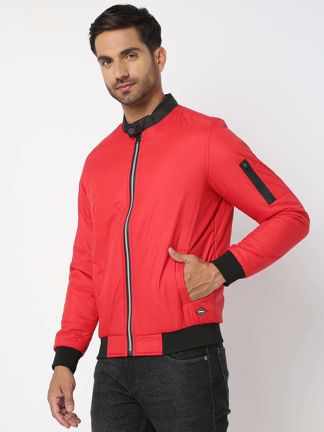 Spykar Men Red Nylon Regular Fit Jacket