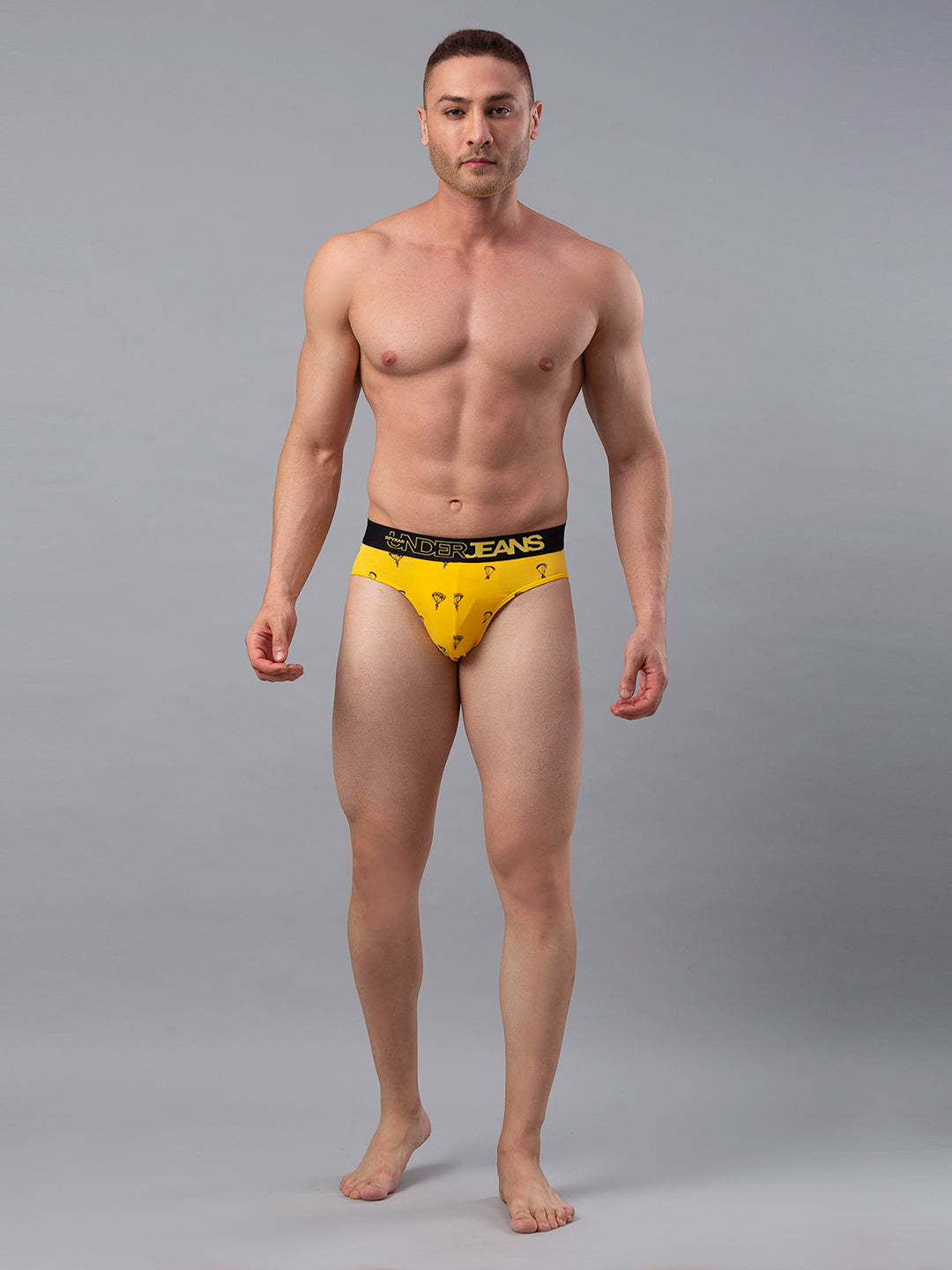 Men Premium Cotton Blend Yellow Brief - (Pack Of 2)- Underjeans By Spykar