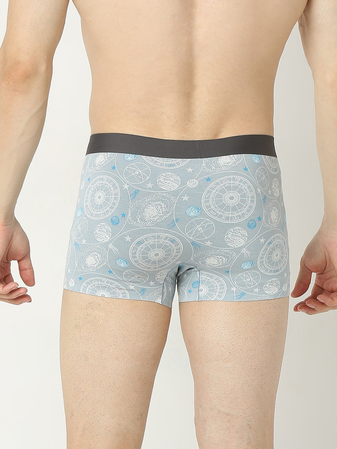 Underjeans By Spykar Men Super Premium Printed Bonded Elastic Grey Trunk
