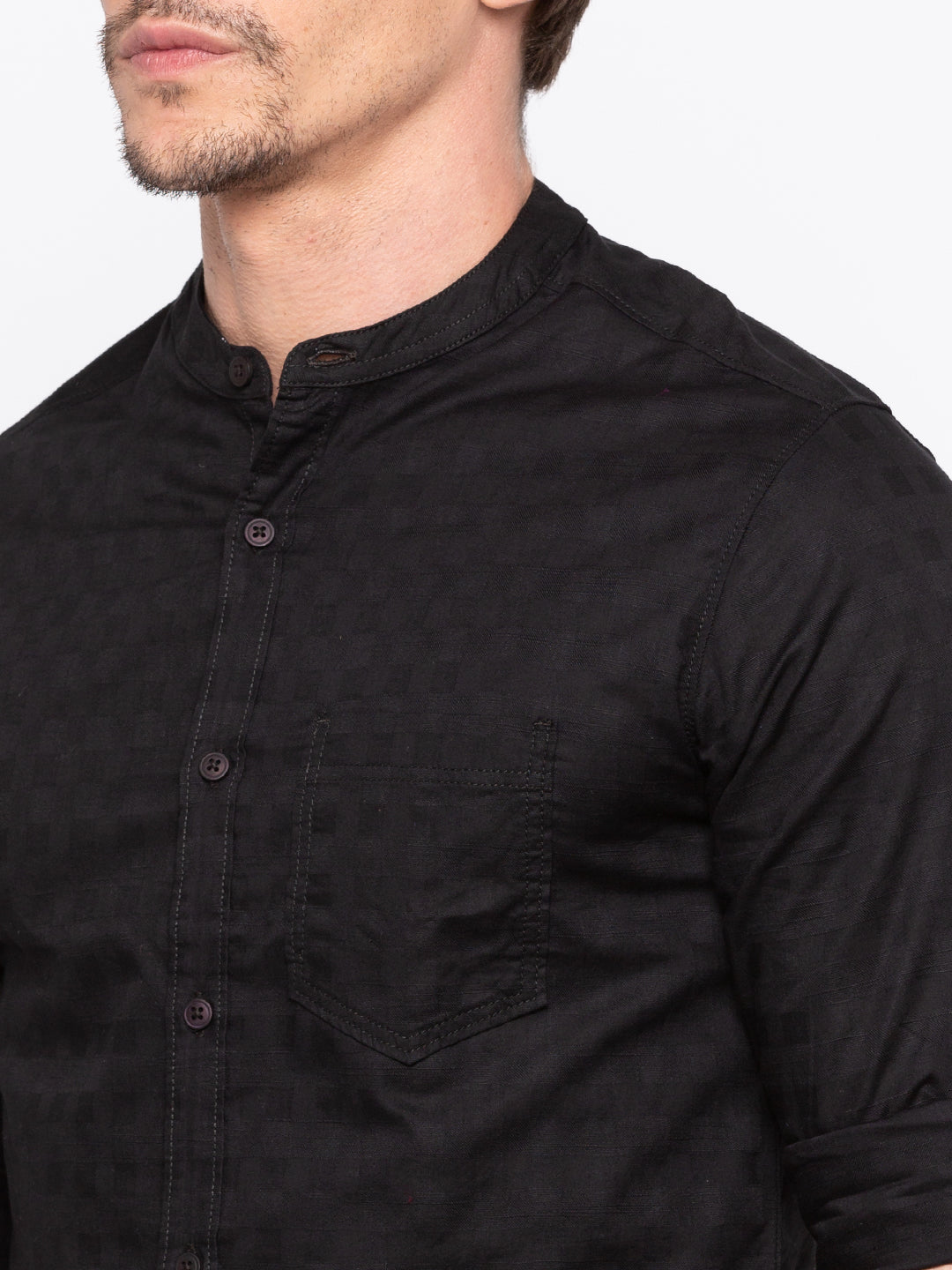 Spykar Black Cotton Regular Fit Shirts For Men