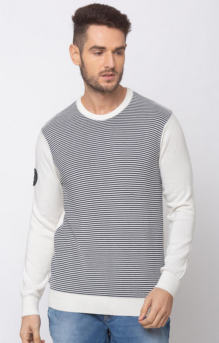 Spykar Multi Cotton Regular Fit Sweater For Men