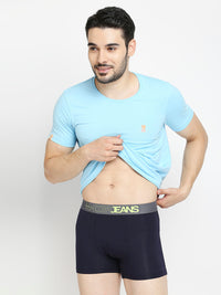 Men Premium Yellow & Navy Blue Cotton Blend Trunk - Pack Of 2- Underjeans By Spykar