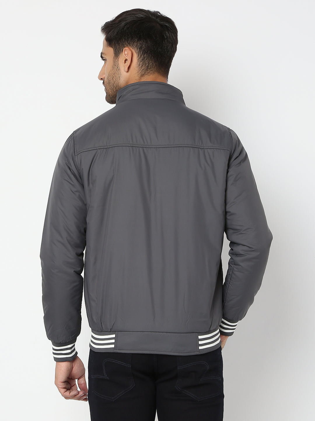 Spykar Men Charcoal Nylon Regular Fit Jacket