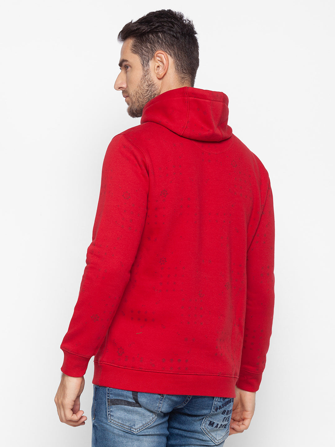 Spykar Red Cotton Sweatshirt For Men