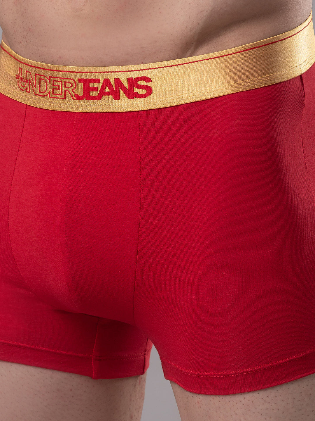 Underjeans By Spykar Men Premium Red Cotton Blend Trunk
