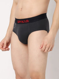Underjeans By Spykar Men Premium Grey & Maroon Cotton Blend Regular Fit Brief - Pack Of 2