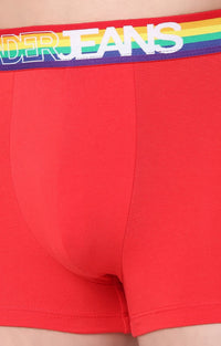 Men Premium Red Multi Cotton Blend Trunk- Underjeans By Spykar