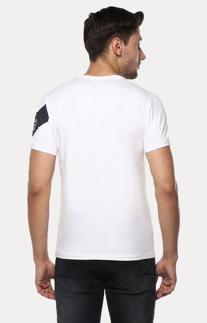 Spykar White Solid Slim Fit Men T-Shirts