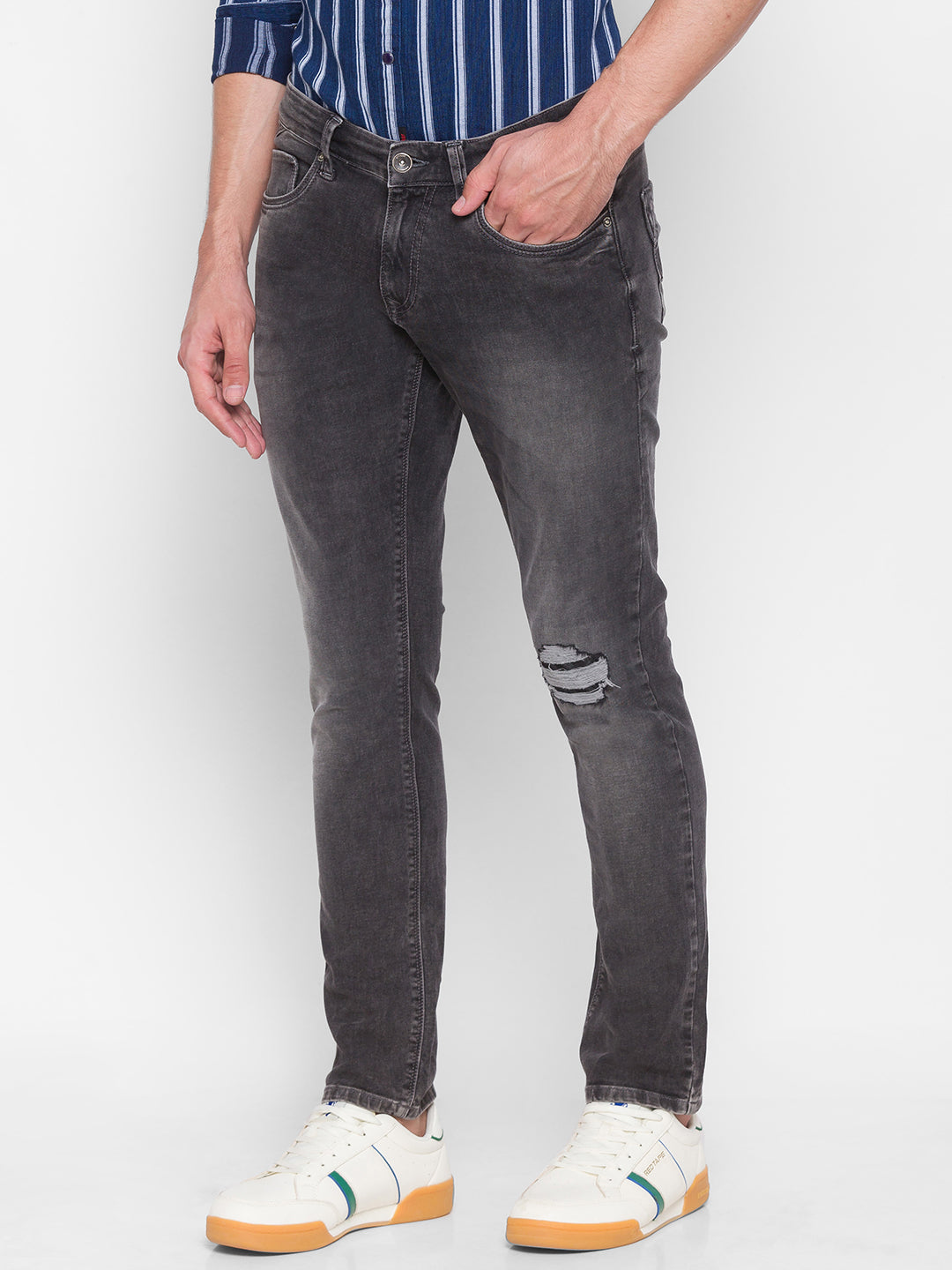 Spykar Grey Cotton Men Jeans (Skinny)