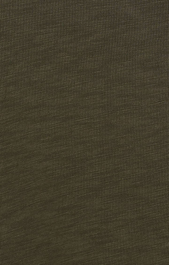 Spykar Olive Green Solid Slim Fit Men T-Shirts