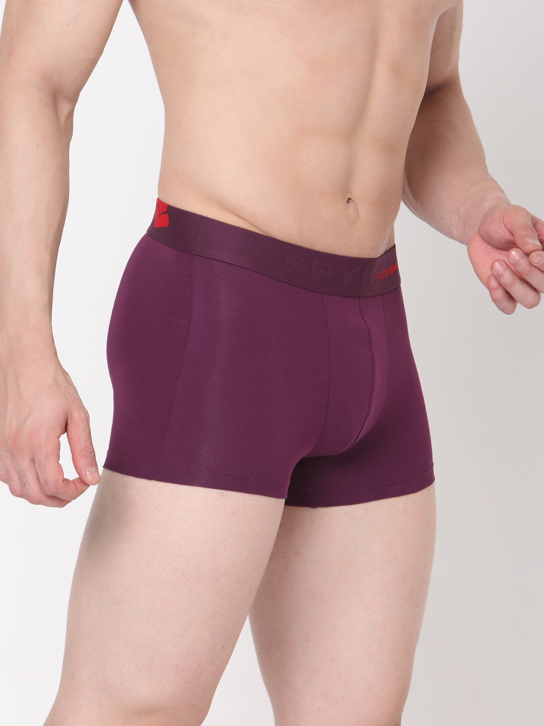 Men Premium Purple Cotton Blend Trunk- Underjeans By Spykar