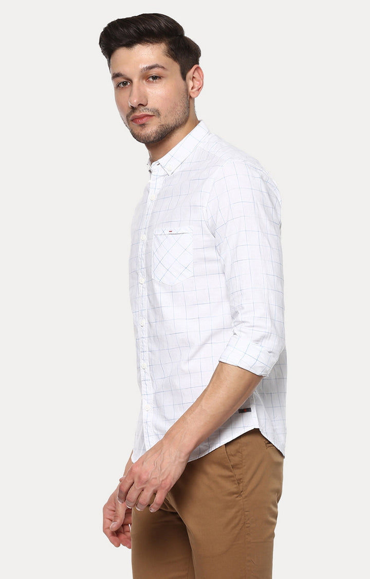 Spykar Men'S White Cotton Checked Casual Shirts