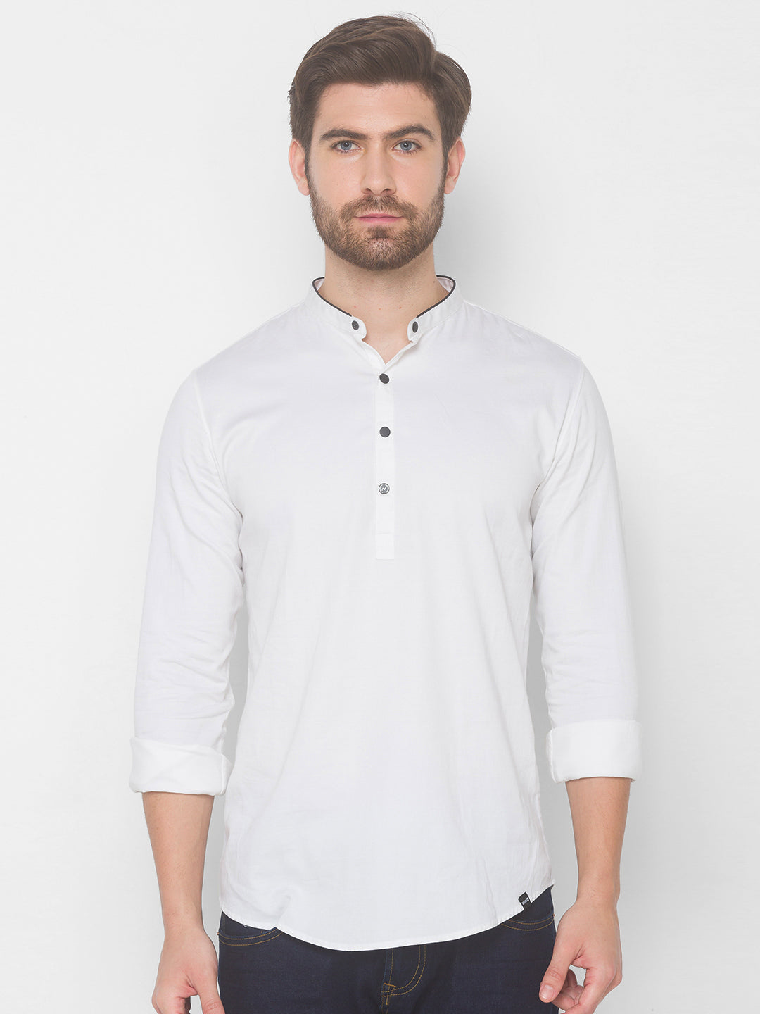 Spykar Men White Cotton Shirts (Slim)