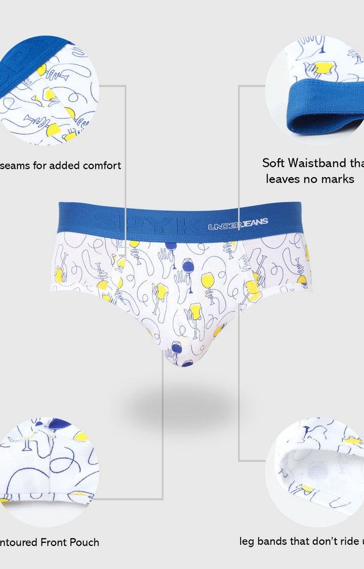 Men Premium White Cotton Blend Brief- UnderJeans by Spykar
