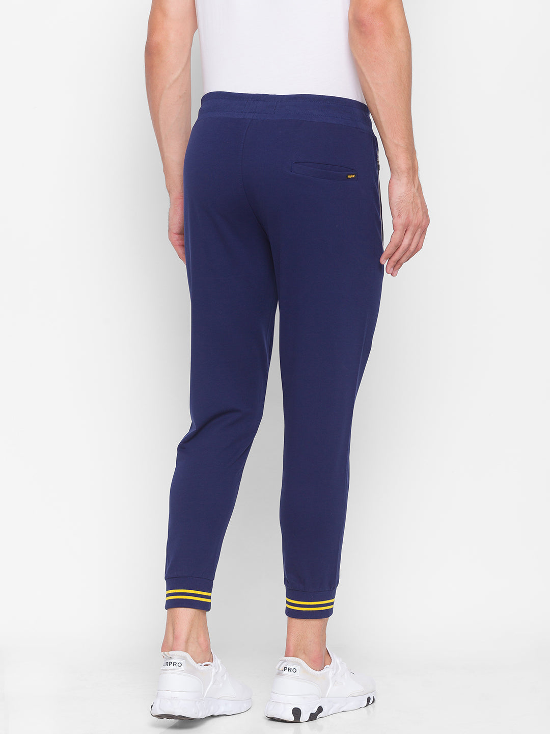 Spykar Men Blue Cotton Slim Fit Mid Rise Trackpant