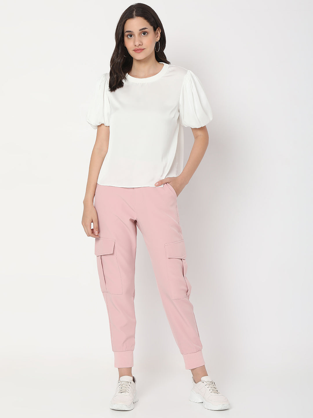 Spykar Powder Pink Cotton Regular Fit Trackpants For Women