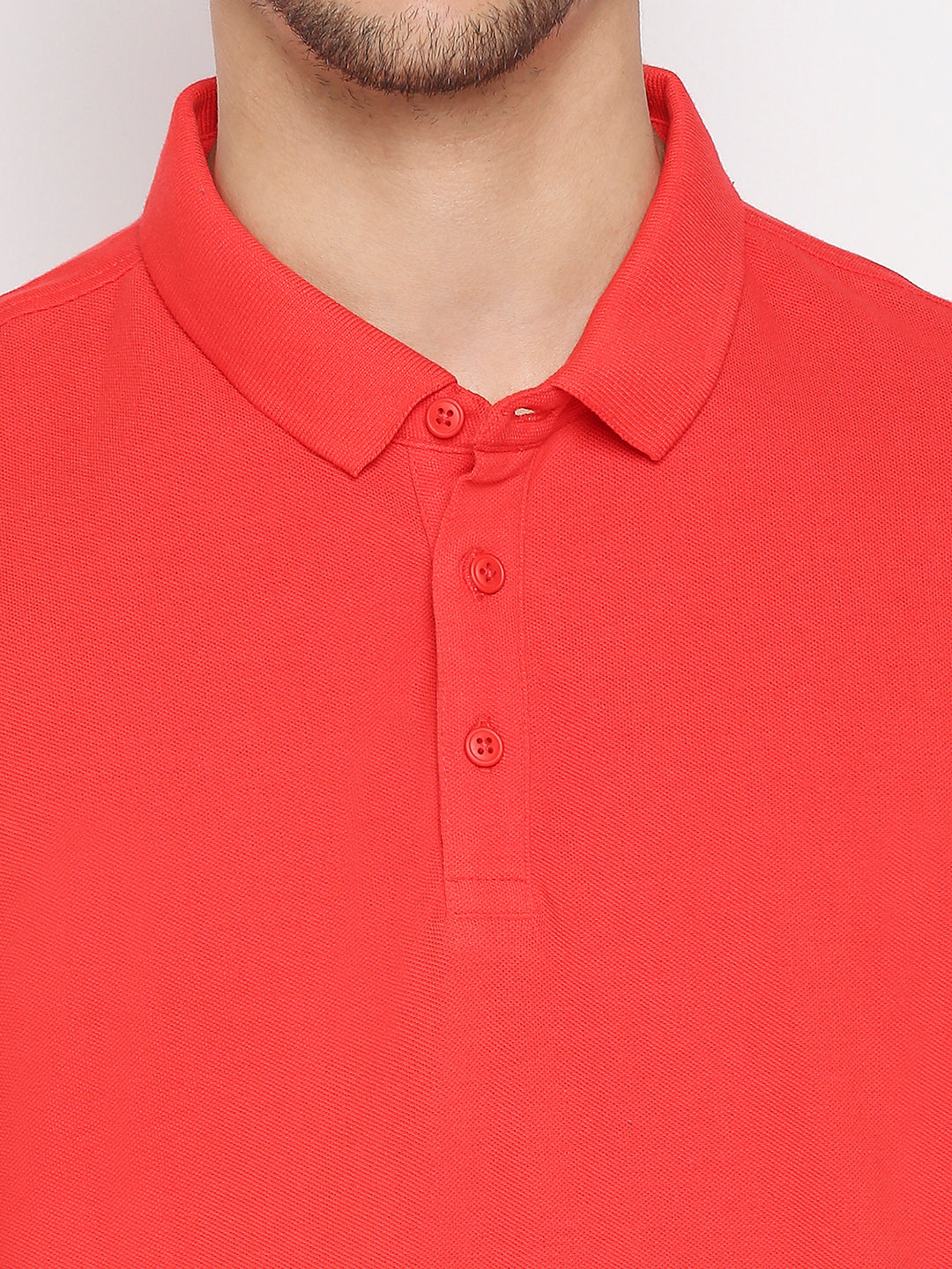 Spykar Deep Coral Cotton Half Sleeve Plain Polo T-Shirt For Men