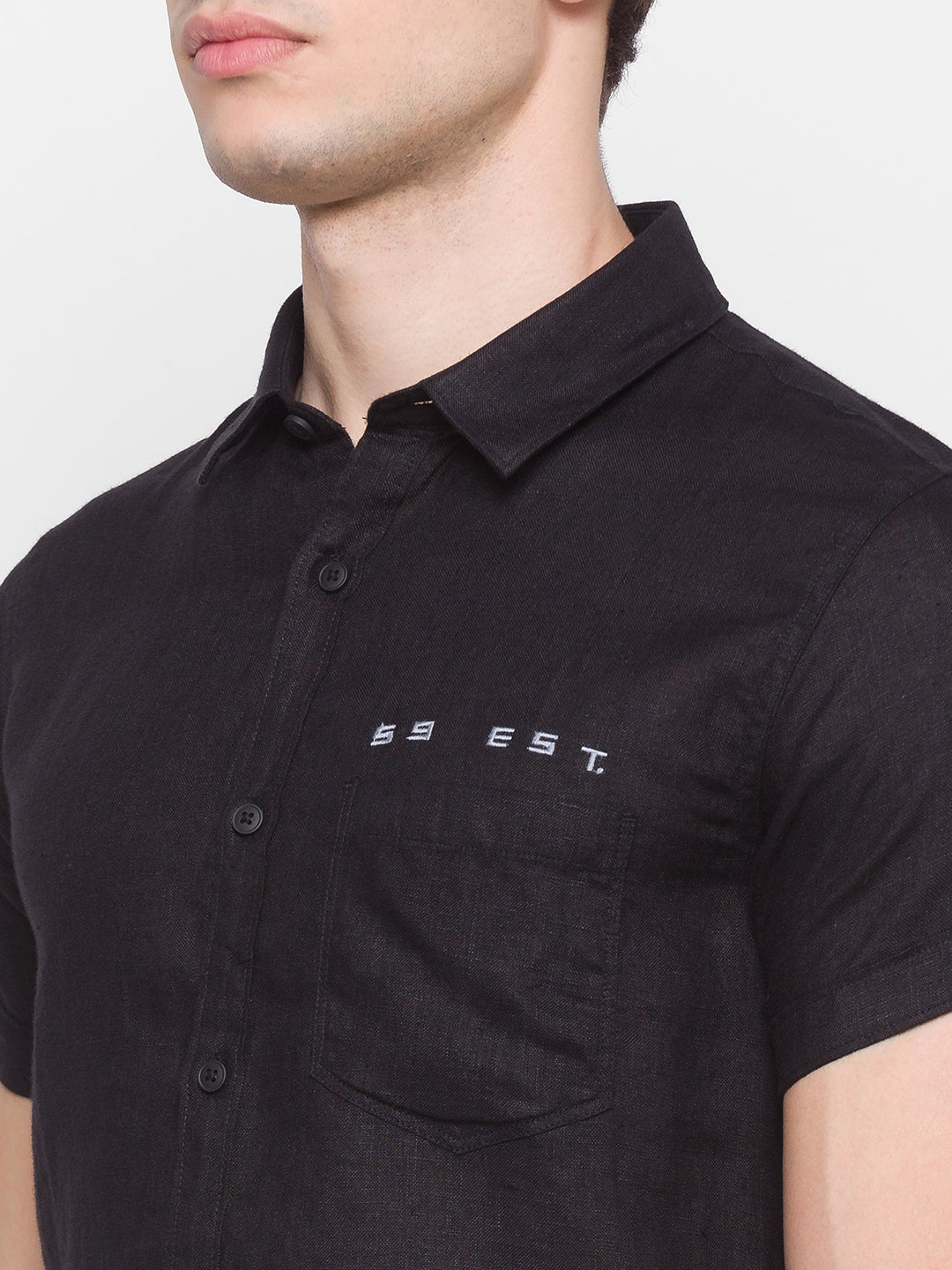 Spykar Slim Fit Black Cotton Men Shirt